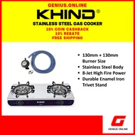 KHIND Stainless Steel Double Gas Cooker GC8008