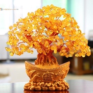 Cs Lucky Money Tree Chinese Gold Ingot Crystal Fortune Tree Ornament Wealth Ornament Home Office Tab