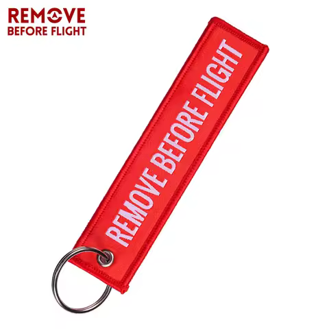 Remove Before Flight Woven Key Ring Special Luggage Tag Label Red Chain Keychain For Aviation Gifts 