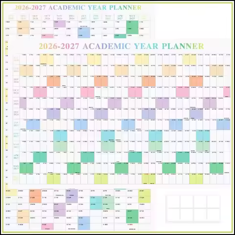 24" X 36" 12-Month Academic Wall Calendar, July 2026-June 2027, Folded Yearly Planner, Reversible Ho