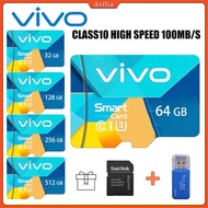 Vivo sd 100MB/S High Speed Memory Card Micro SD Card XC Microsd Mobile Phone Tablet TF Card C10 64GB/ 512GB/128GB/256GB/32GB/16GB Digital Camera Memory Card