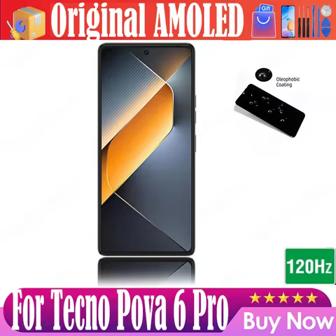 Original AMOLED For Tecno Pova 6 Pro Pova6 Pro LI9 LCD Display Screen+Touch Panel Digitizer For TECN