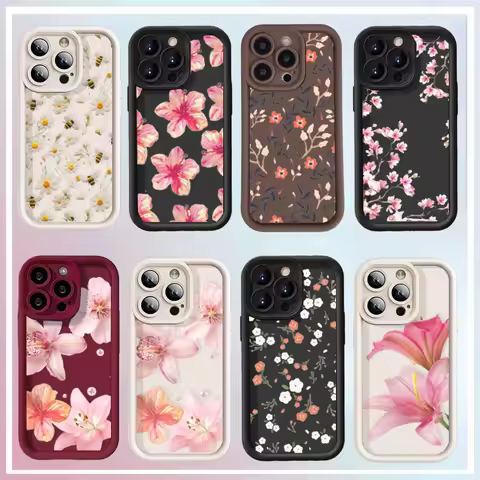 Pink Lily Flowers Pattern Case For VIVO Y33S Y21S Y22S Y17S Y03 Y04 Y29S Y18 Y28S Y28 V40 V50 Lite Y