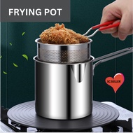 304 Stainless Steel Mini Deep Fryer Pot with Frying Basket Pasta Strainer Basket for French Fries Tempura