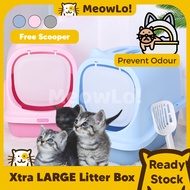 ☟MeowLo Cat Litter Box Free Scoop with Detachable Roof Tandas Kucing Cat Toilet Cat Litter Box With Cover Large☃