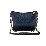 95%NEW二手CHANEL流浪包大碼 藍拼黑牛皮  Chanel's Gabrielle Hobo Bag  #香榭站正品