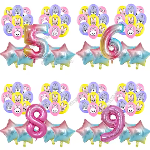 23pcs SKZOO Kids Number Balloons Set Cartoon Animals Al Film Ballons Stars Birthday Ballons Decorati