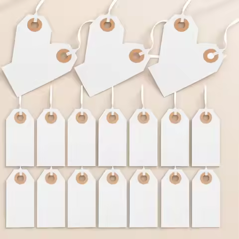 100Pcs Paper Tags Hanging with String Hole for Jewelry Clothing Price Tags Gift Labels Small Busines