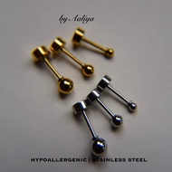Minimalist Ball Stud Earring | Flat Back | Hypoallergenic | Silver & Gold | 1pc Stainless Steel