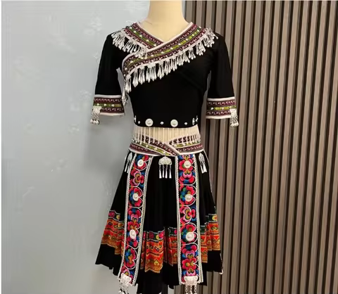 New Miao Dance Performance Costumes, Ethnic Minority Tujia Stage Costumes