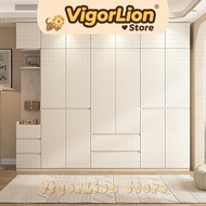 【SG⚡】Bedroom Home Creamwind Solid Wood Wardrobe Simple Tall Cabinet Creamwind Sectional No Installat