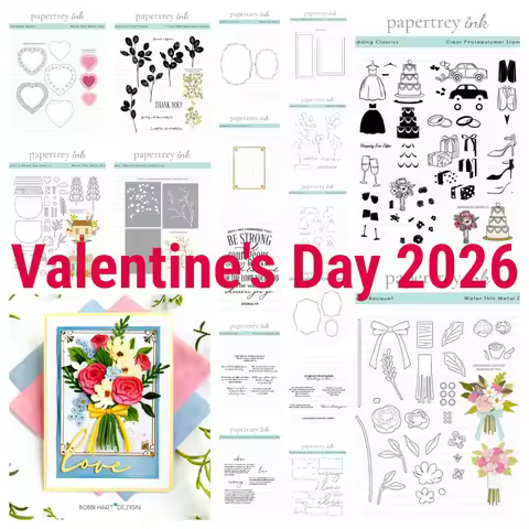 New Dies Stamp Stencil Set Valentine's Day Big Sentiments Wedding Reflections: Joshua Bouquet Dies S