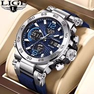 LIGE watch for man digital watch Mens Watch Waterproof Sport Wristwatch Dual Display seiko watches for men +BOX