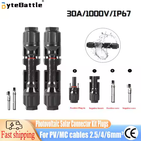 5 10 20 50 Pairs Solar PV Connector Male and Female 1000VDC 30A Solar Panel Branch Connectors for PV
