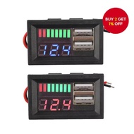 USB 5V 2.4A Car Voltmeter Voltage Detector 12V-24V 3S-7S Lithium Battery Power Indicator Capacity Te