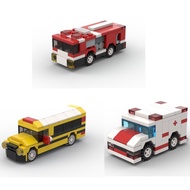 Moc Car Building Blocks Fire Truck Ambulance School Bus Bus City Transportation Assembly Toys Compat