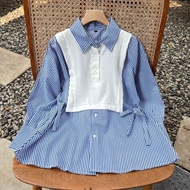 KEMEJA Maureen Blouse - Size SML XL XXL 3XL 4XL - Jumbo Crinkle Blouse, Big Size Striped Combination