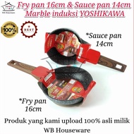 Sauce pan 14cm & Fry pan 16cm marble induction YOSHIKAWA MP-14 & MB-160