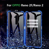 สำหรับ OPPO Reno10 Pro +/A96/A76/Reno 7 /Z/pro 5G/Reno 2F/Reno 2 (360องศา) คลุมทั้งหมดกล่องโลหะสองด้านหน้าและหลังกระจกเคสโทรศัพท์เคสกระจก