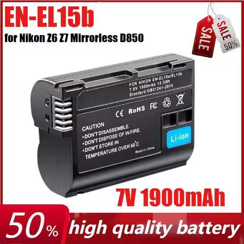 EN-EL15b ENEL15b EL15 7V 1900mAh Camera Battery for Nikon Z6 Z7 Mirrorless D850 D810 D750 D610 D7500