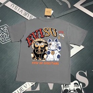 Evisu/God of Fortune 2026 Round Neck Short-Sleeved T-Shirt Couple Style Men Style Solid Color Raglan