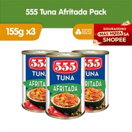 555 Tuna Afritada 155g (Pack of 3) - Healthy, High Protein, Vit A, No Preservatives