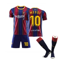 Adults Kids Football Kits Soccer Set FCS Barcelonas Home and Away No. 10 Messis Mens Competition Uni