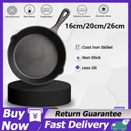 【Ready Stock】Kuali Leper Non Stick Cast iron Pan 16cm/20cm/26cm Frying Pan wok for Egg/Steak Poetabl