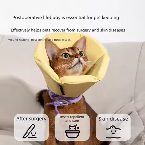 Soft Sponge Adjustable Elizabeth Cone Anti-Lick Post Surgery for Cats Dogs - Lightweight, Eat Freely