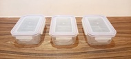 Glasslock 長形 強化玻璃 微波 食物盒 保鮮盒 保存盒 3個 Tempered Glass Storage Box