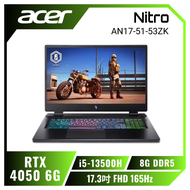 acer Nitro AN17-51-53ZK 宏碁13代戰魂電競遊戲筆電/i5-13500H/RTX4050 6G/8G DDR5/512 PCIe/17.3吋 FHD 165Hz/W11/含acer原廠包包及滑鼠