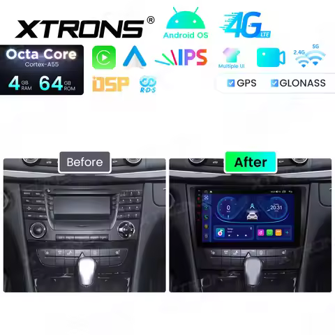 XTRONS 9" Android 14 Car Multimedia Player for BMW Benz E-Class W211 Octa Core 4+64GB Car Radio Buil