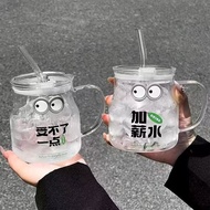 Glass Office Worker Water Cup Office Coffee Cup High-value Straw Cup Household Portable Thickened Cu