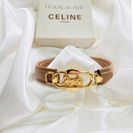 Celine  金屬馬車釦 真皮 皮質手環 vintage
