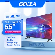 GINZA Smart TV 55 Inches FHD LED TV Android TV Flat Screen Smart TV