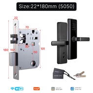 WiFi Smart Door Lock Indoor Password Fingerprint Remote Unlock Keycard Antihijack Tamper Alarm Batte