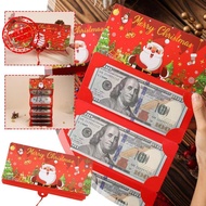 Foldable Christmas Money Holder, Santa Themed Red Envelope Designed For 10 Us Dollars, Unique U0b9