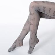 Grey butterfly pantyhose