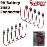 GLENES 10Pcs Battery Holder Clip, I / T Type Cable Snap on Battery Clip Connector, Black Red Cable 9