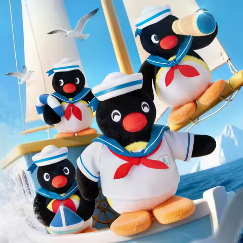 Hot New Cartoon Pingu Penguin Sailing Voyage Plush Keychain Cute Stuffed Toys Bag Pendant Backpack C