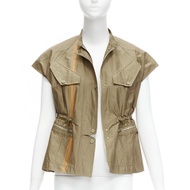 HERMES Jean Paul Gaultier Vintage khaki orange stripe cinched cargo worker vest jacket FR36 S