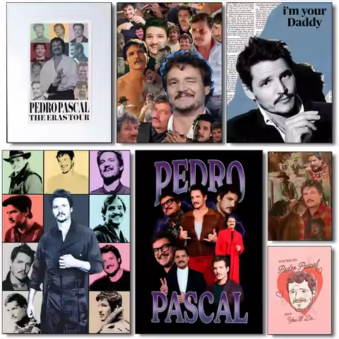 Celebrity P-Pedro Pascal Poster Art Posters, Modern Wall Decor for Cafe Bar bedroom and Living room