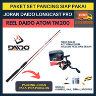 1 Set Lengkap Siap Pakai Pancing DAIDO LONGCAST PRO dan Reel Daido Atom TM200 dan Pelampung Kail Tim