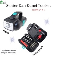 AL Toolbox+LED Flashlight Screwdriver Socket Set 24in1