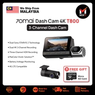 70mai Dash Cam 4K T800 | 4K 3-Channel Coverage | AI Motion Detection | Sony STARVIS 2 IMX678