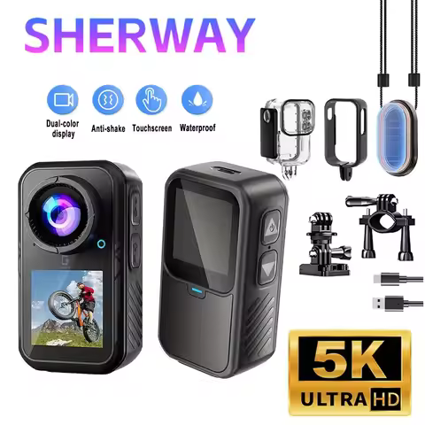 5K Thumb Action Camera 4K 60FPS 6-Axis Touch Screen Stabilization Pocket Sports Camera Magnetic Moto
