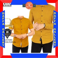 KEMEJA Flannel Button Collared Top Plain BATIK Shirt With Soganl MOTIF/Shirt/Plain HEM Men/Boys Long &amp; Short Sleeve Casual/Formal Turmeric Yellow Color/MUSTARD/SIZE 1-10TH PREMIUM