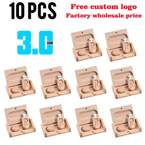 10PCS Wholesale USB3.0 128GB Free Custom Logo Memory Stick 64GB Wedding Gift Pen Drive 32GB High Spe