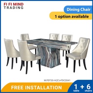 Arnar Marble Dining Set/ Marble Dining Table/ Meja Makan 6 Kerusi/ Meja Makan Marble/ Meja Makan Set