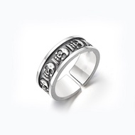Retro Skull Thai Silver Ring Men Women Opening Adjustable Jewelry Niche Couple Ring Trendy260807JJ